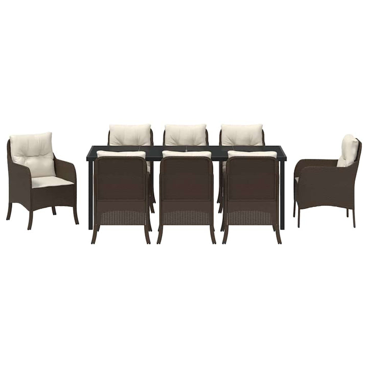 Have Spisebordssæt med pude 9 pcs Brun polyrattan