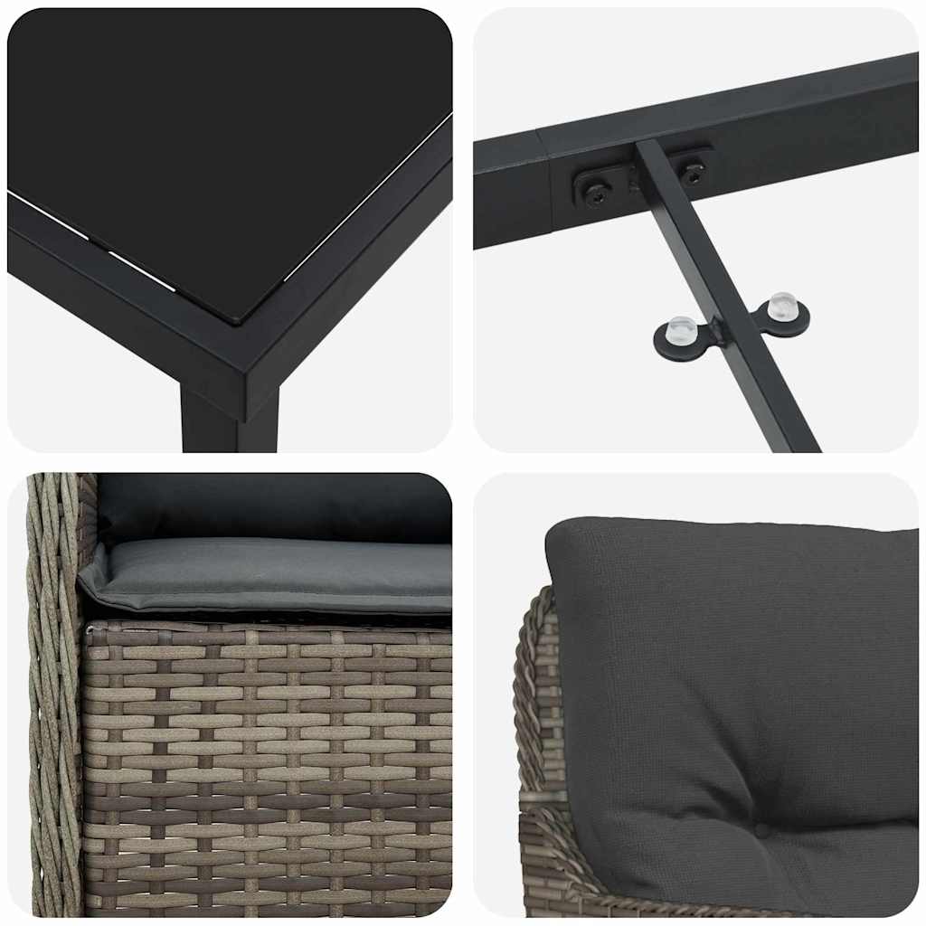 Have Spisebordssæt med pude 5 pcs Grå polyrattan