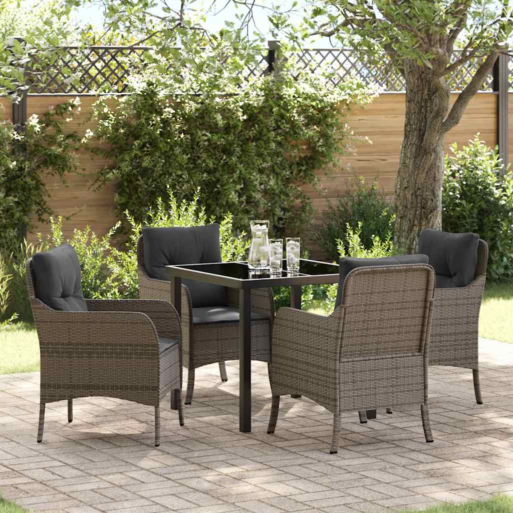 Have Spisebordssæt med pude 5 pcs Grå polyrattan