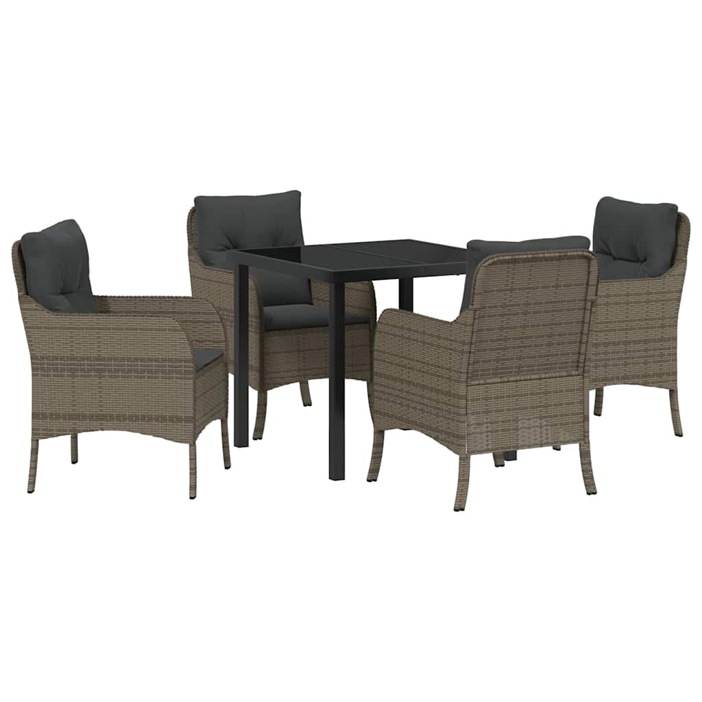 Have Spisebordssæt med pude 5 pcs Grå polyrattan