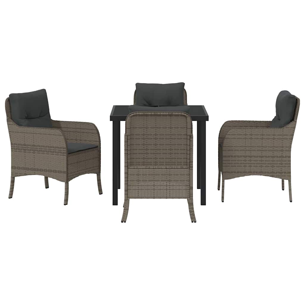 Have Spisebordssæt med pude 5 pcs Grå polyrattan