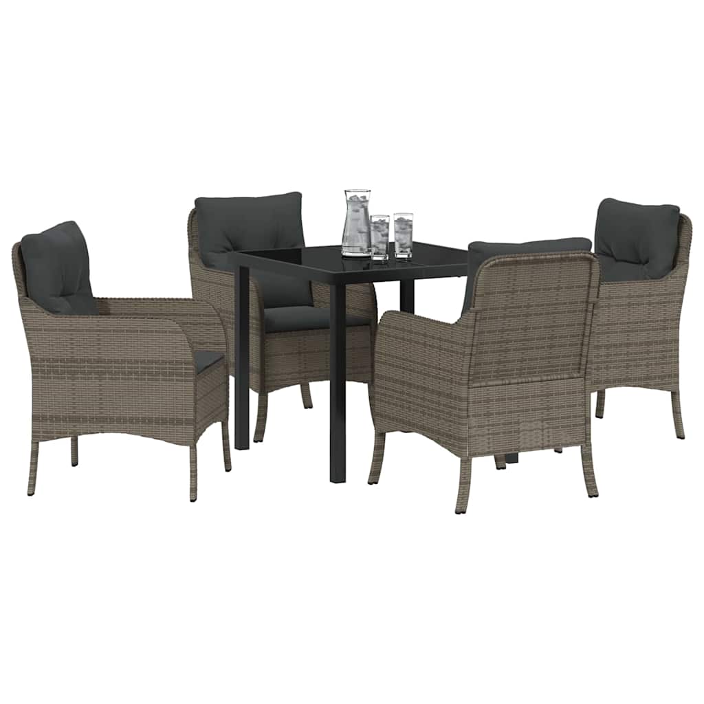 Have Spisebordssæt med pude 5 pcs Grå polyrattan