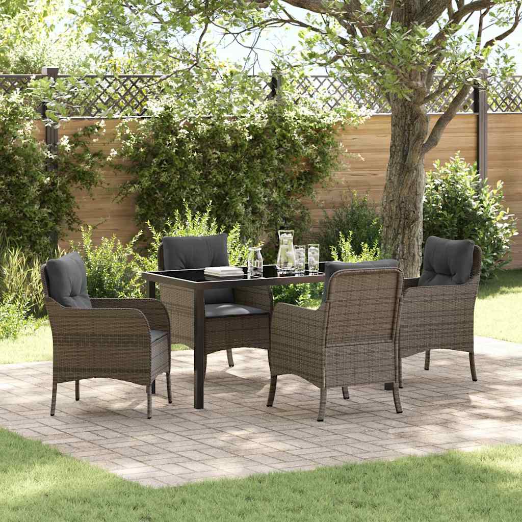Have Spisebordssæt med pude 5 pcs Grå polyrattan