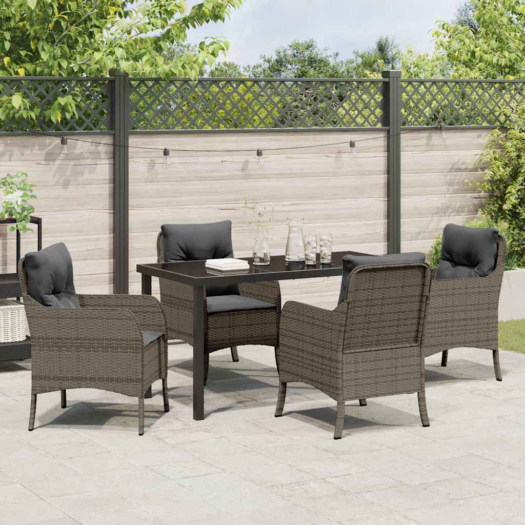 Have Spisebordssæt med pude 5 pcs Grå polyrattan