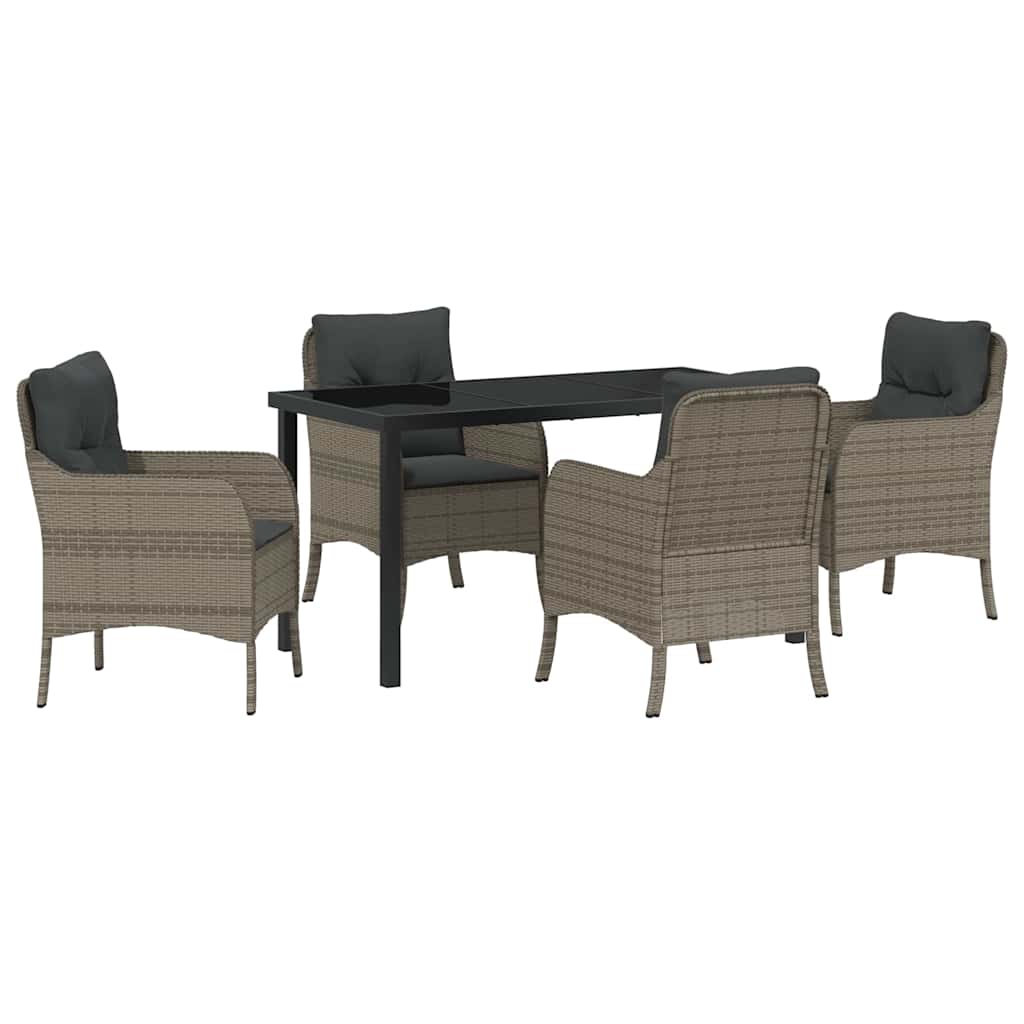Have Spisebordssæt med pude 5 pcs Grå polyrattan