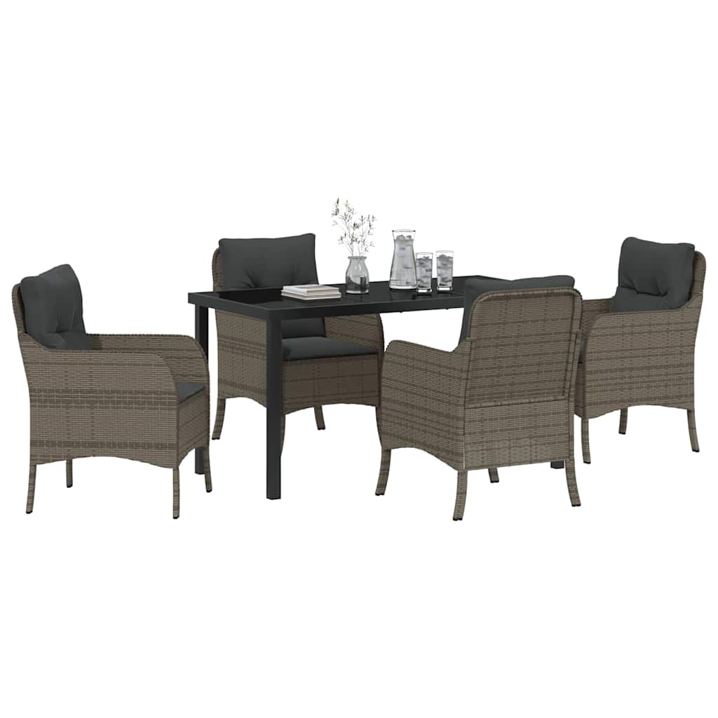 Have Spisebordssæt med pude 5 pcs Grå polyrattan