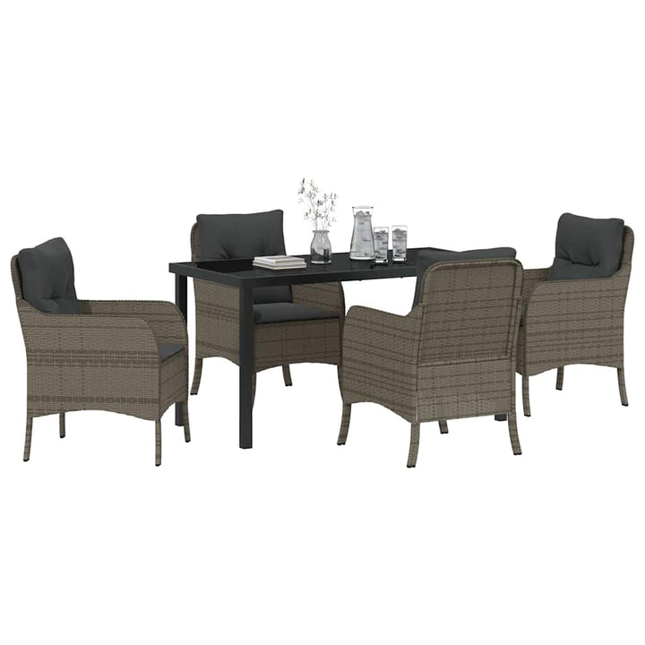 Have Spisebordssæt med pude 5 pcs Grå polyrattan