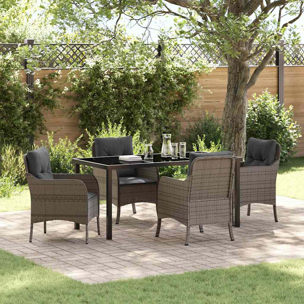 Have Spisebordssæt med pude 5 pcs Grå polyrattan