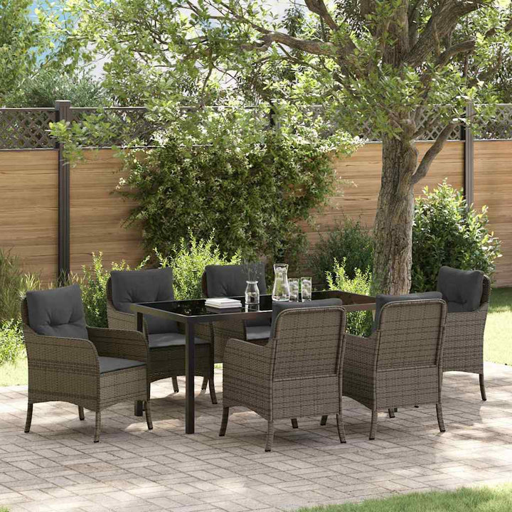 Have Spisebordssæt med pude 7 pcs Grå polyrattan