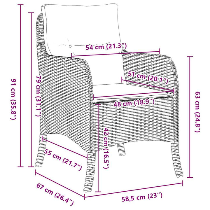 Have Spisebordssæt med pude 7 pcs Grå polyrattan