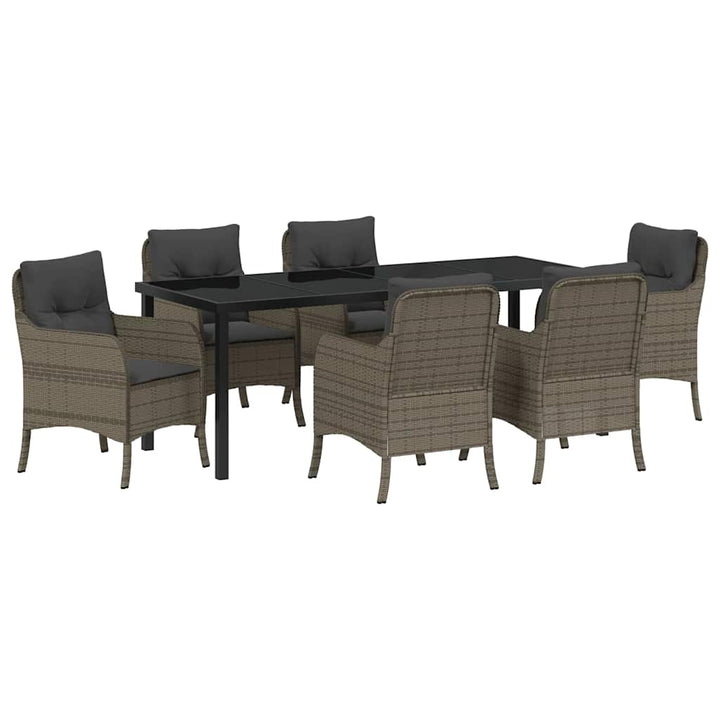 Have Spisebordssæt med pude 7 pcs Grå polyrattan