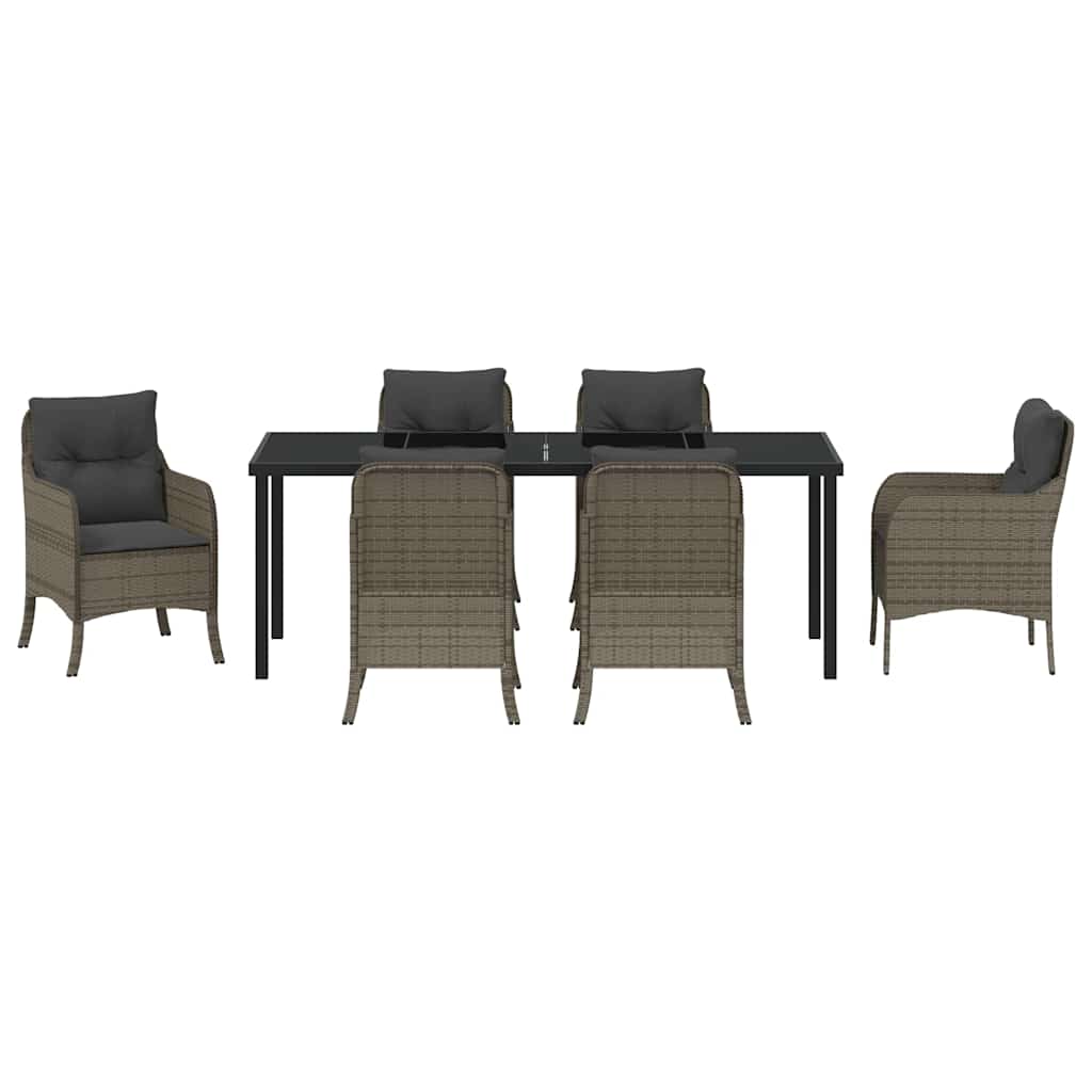 Have Spisebordssæt med pude 7 pcs Grå polyrattan