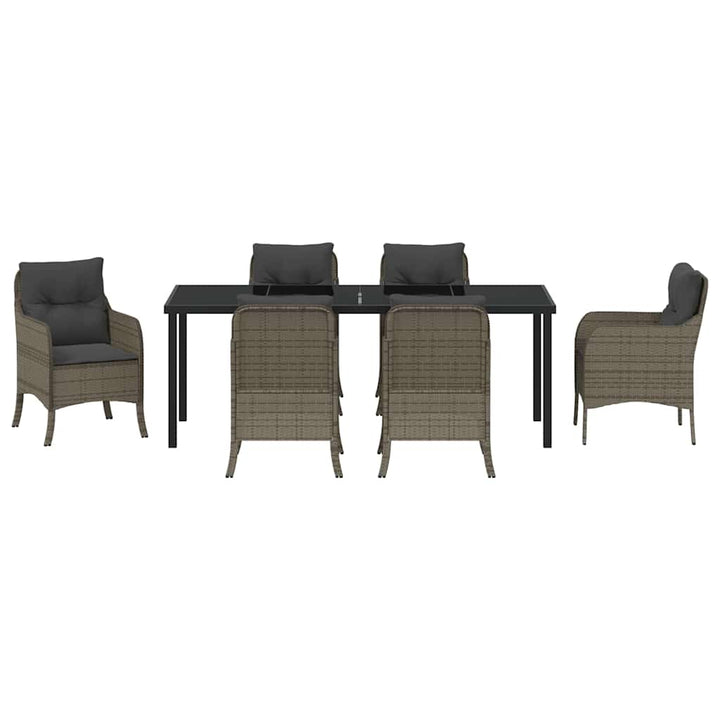 Have Spisebordssæt med pude 7 pcs Grå polyrattan