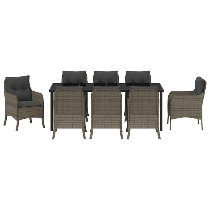 Have Spisebordssæt med pude 9 pcs Grå polyrattan