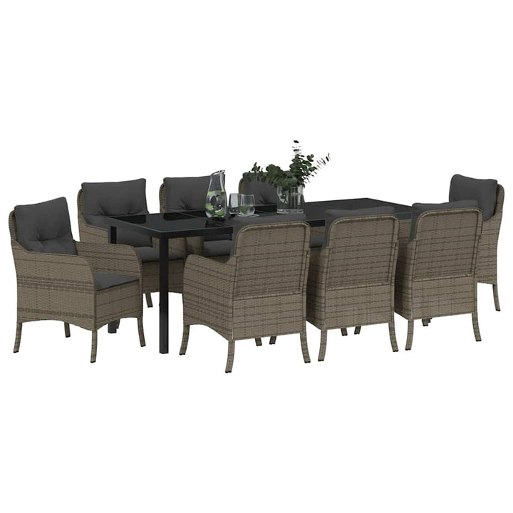 Have Spisebordssæt med pude 9 pcs Grå polyrattan