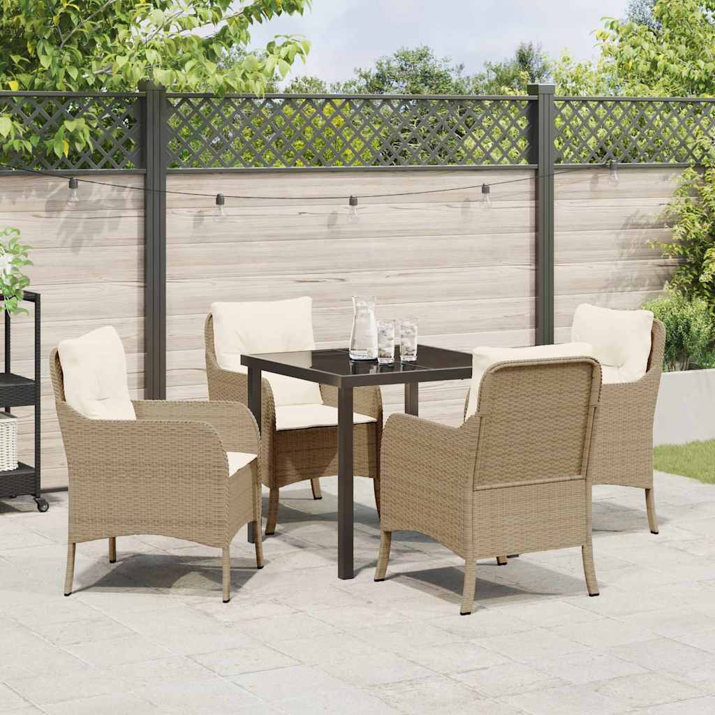 Have Spisebordssæt med pude 5 pcs Beige polyrattan