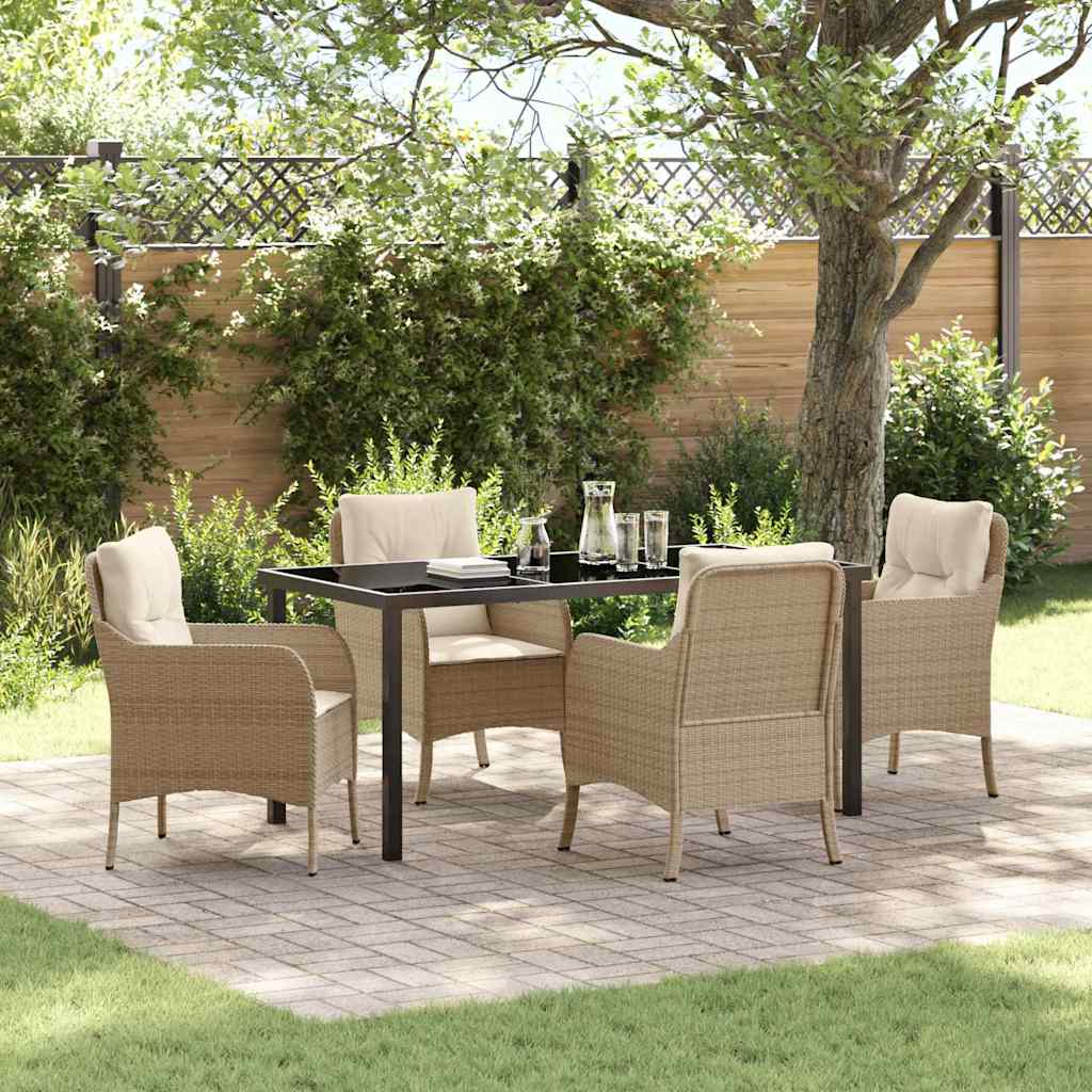 Have Spisebordssæt med pude 5 pcs Beige polyrattan