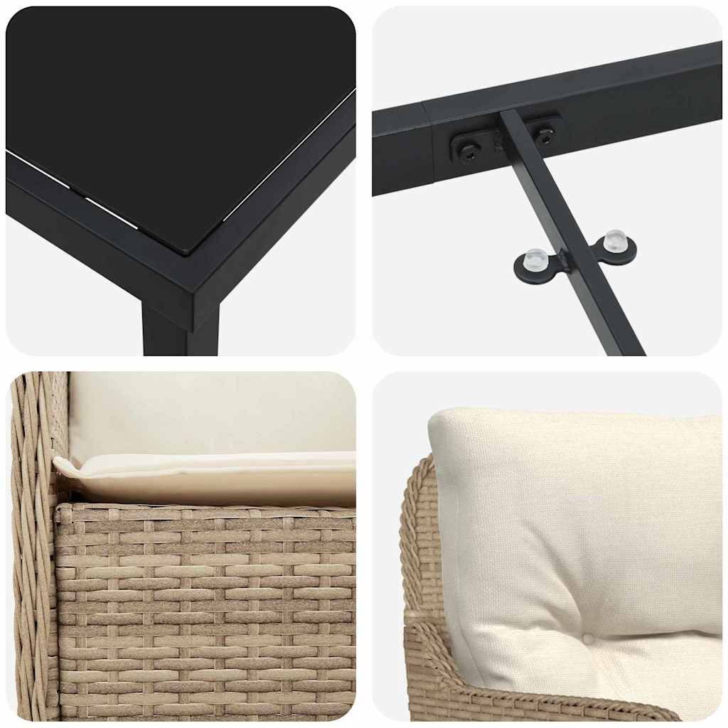 Have Spisebordssæt med pude 7 pcs Beige polyrattan