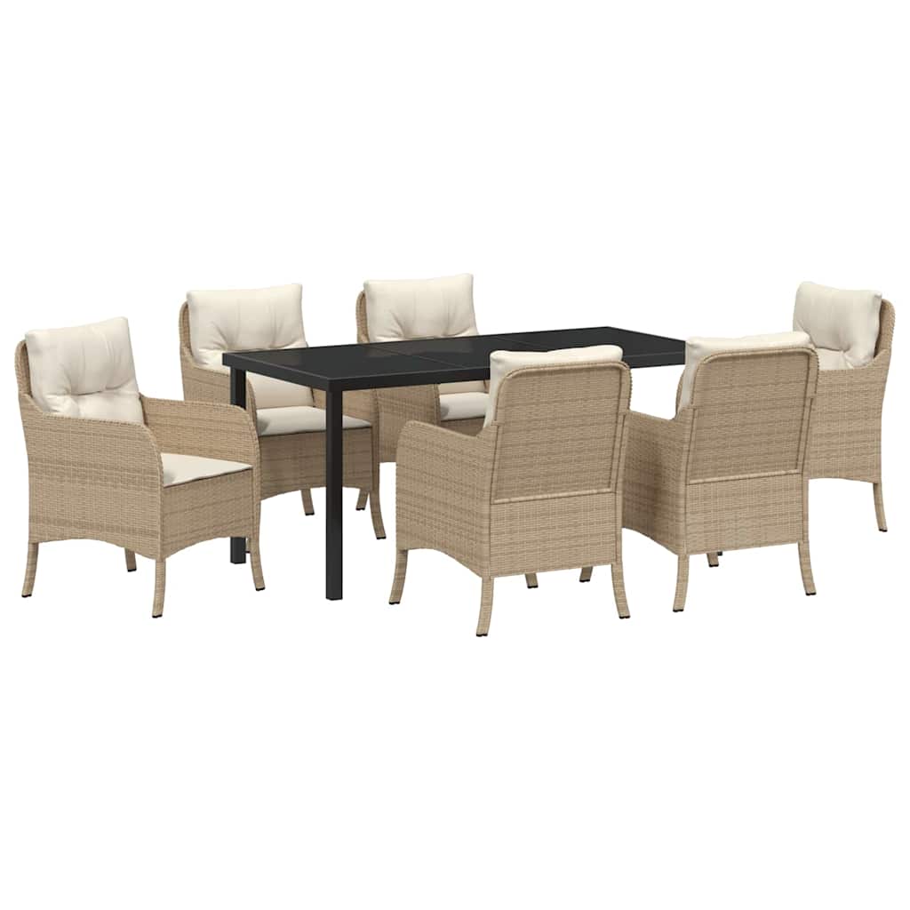 Have Spisebordssæt med pude 7 pcs Beige polyrattan