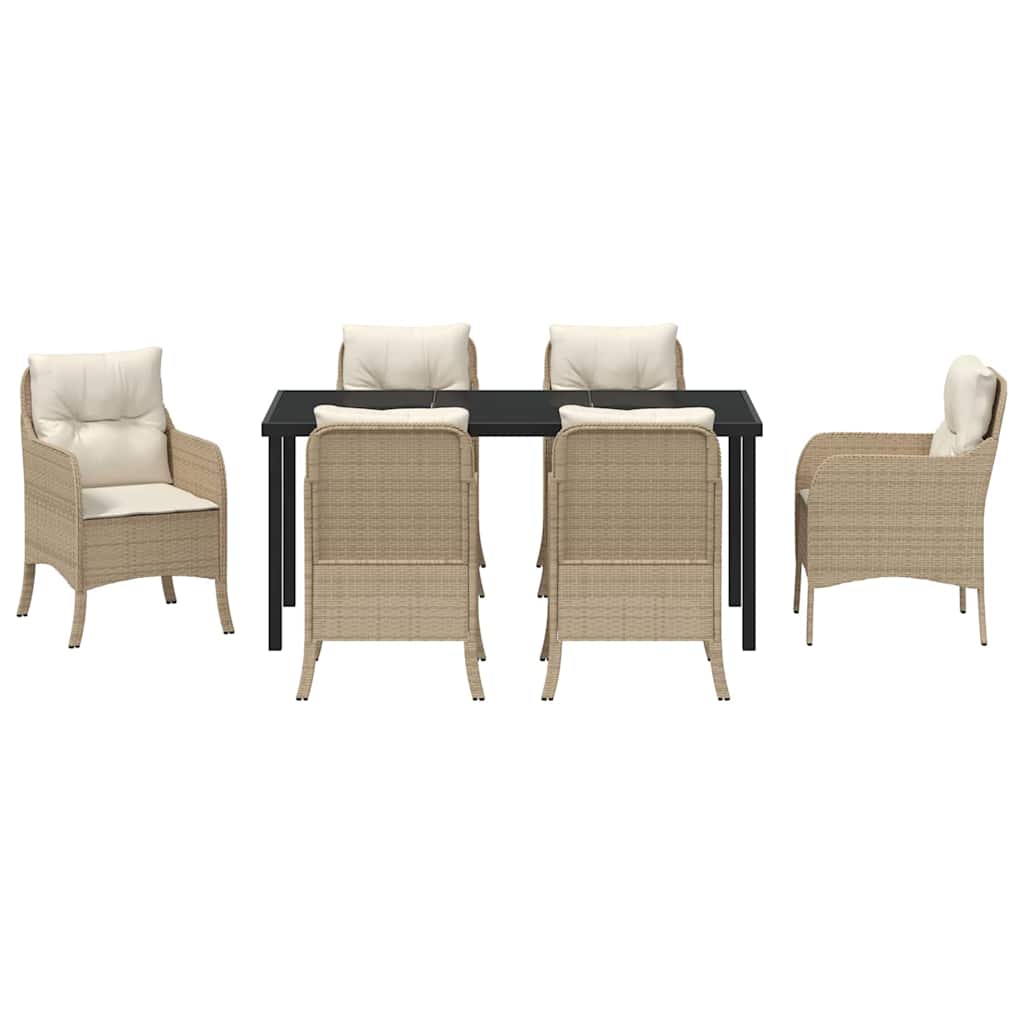 Have Spisebordssæt med pude 7 pcs Beige polyrattan
