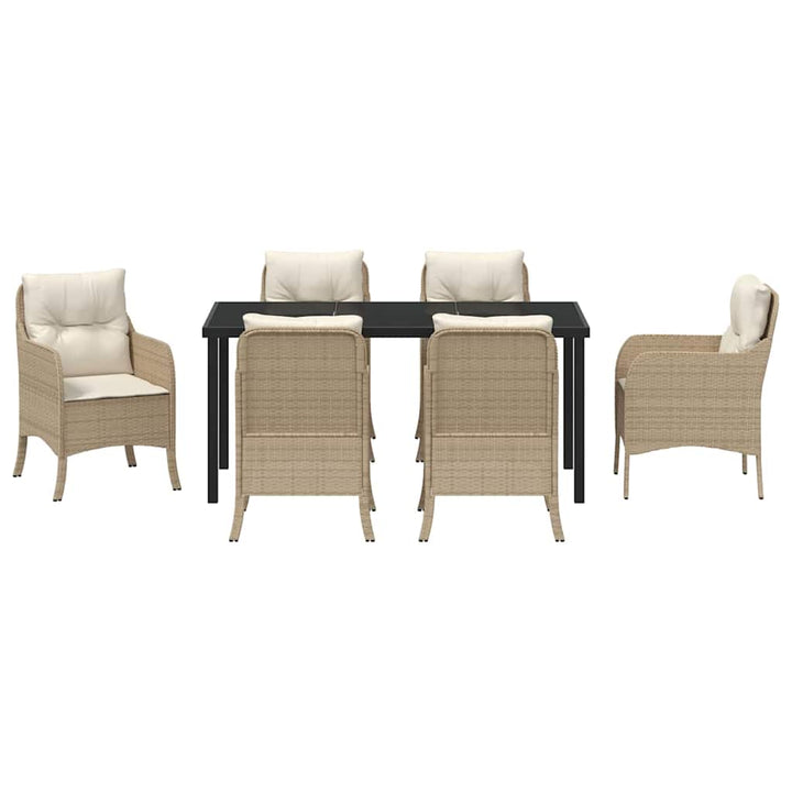 Have Spisebordssæt med pude 7 pcs Beige polyrattan