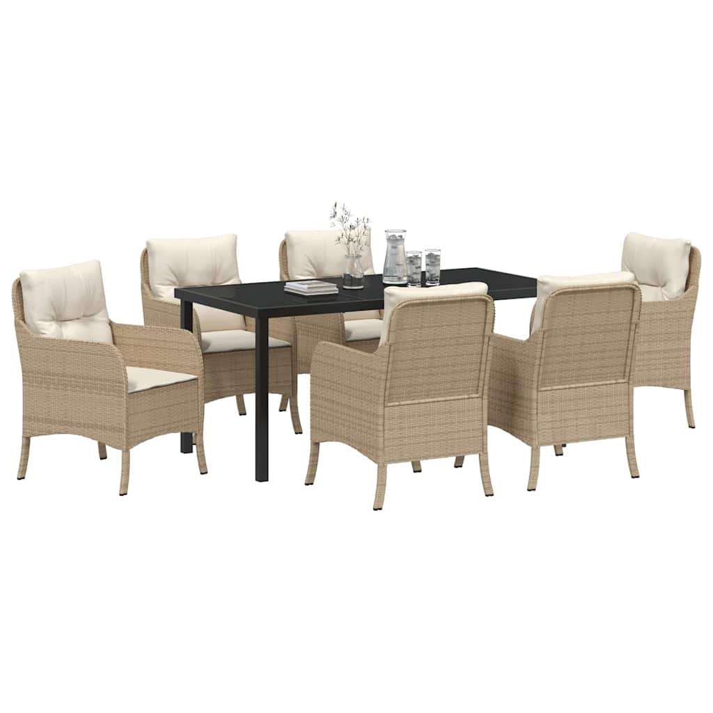 Have Spisebordssæt med pude 7 pcs Beige polyrattan