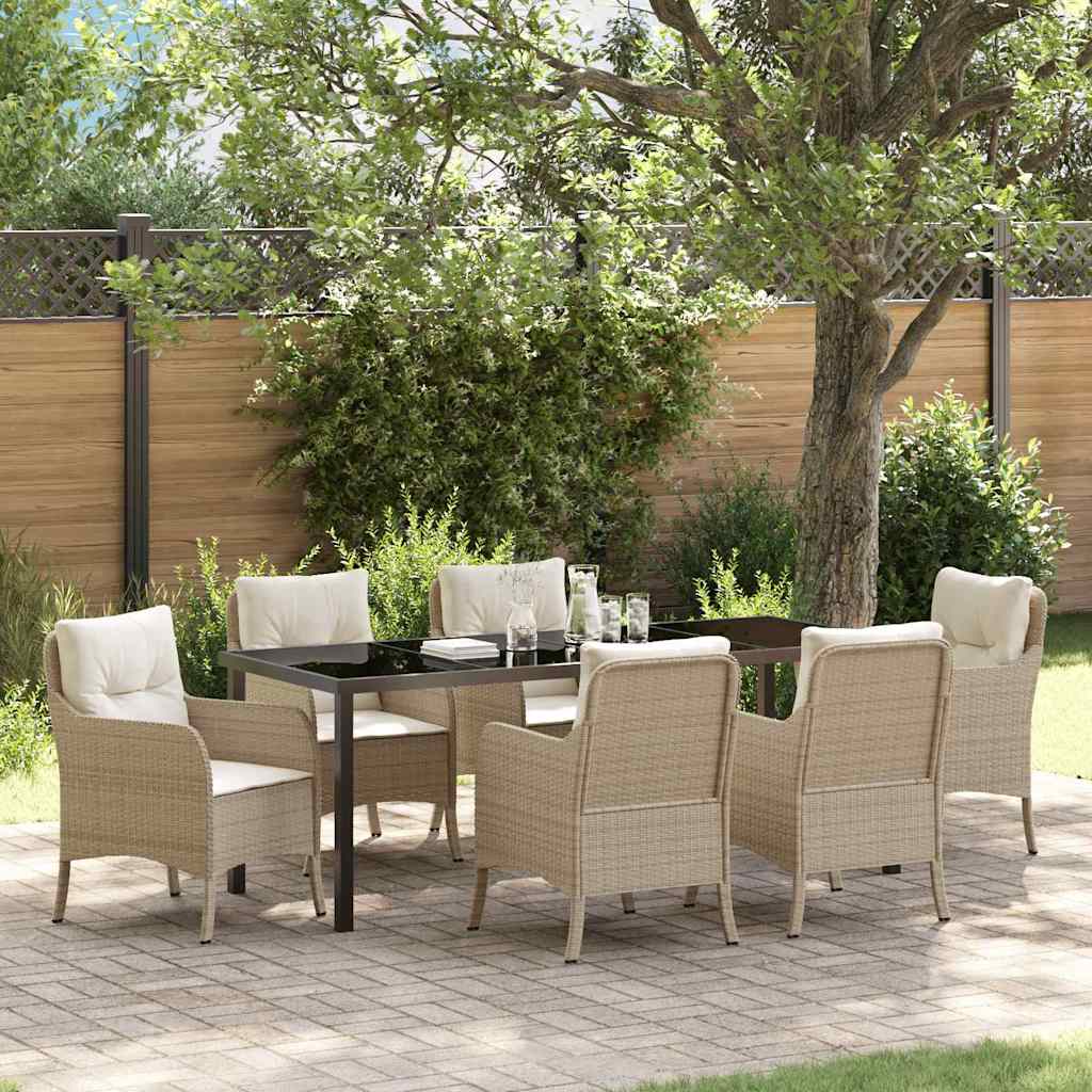Have Spisebordssæt med pude 7 pcs Beige polyrattan