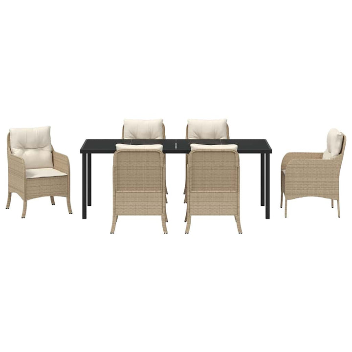 Have Spisebordssæt med pude 7 pcs Beige polyrattan