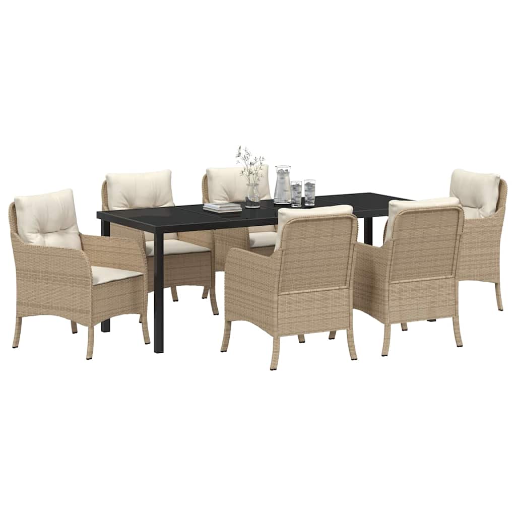 Have Spisebordssæt med pude 7 pcs Beige polyrattan