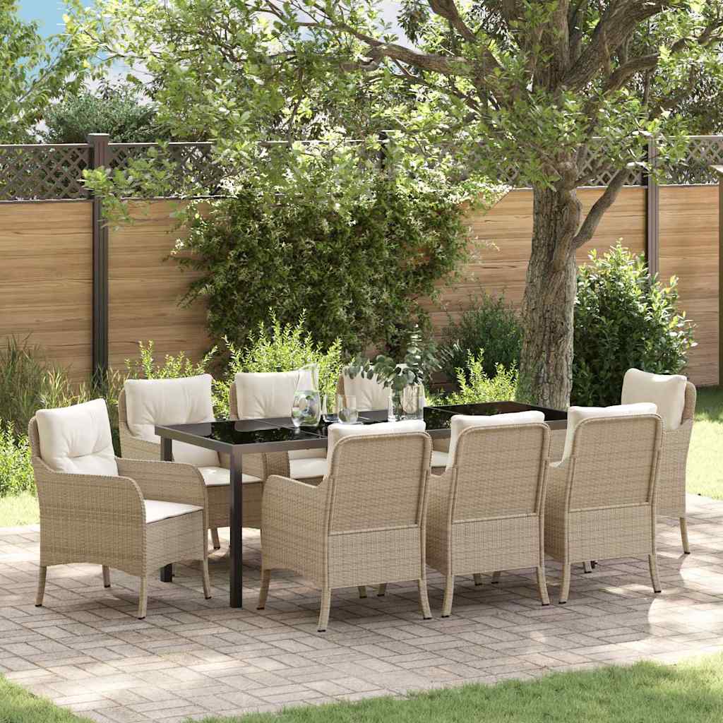 Have Spisebordssæt med pude 9 pcs Beige polyrattan