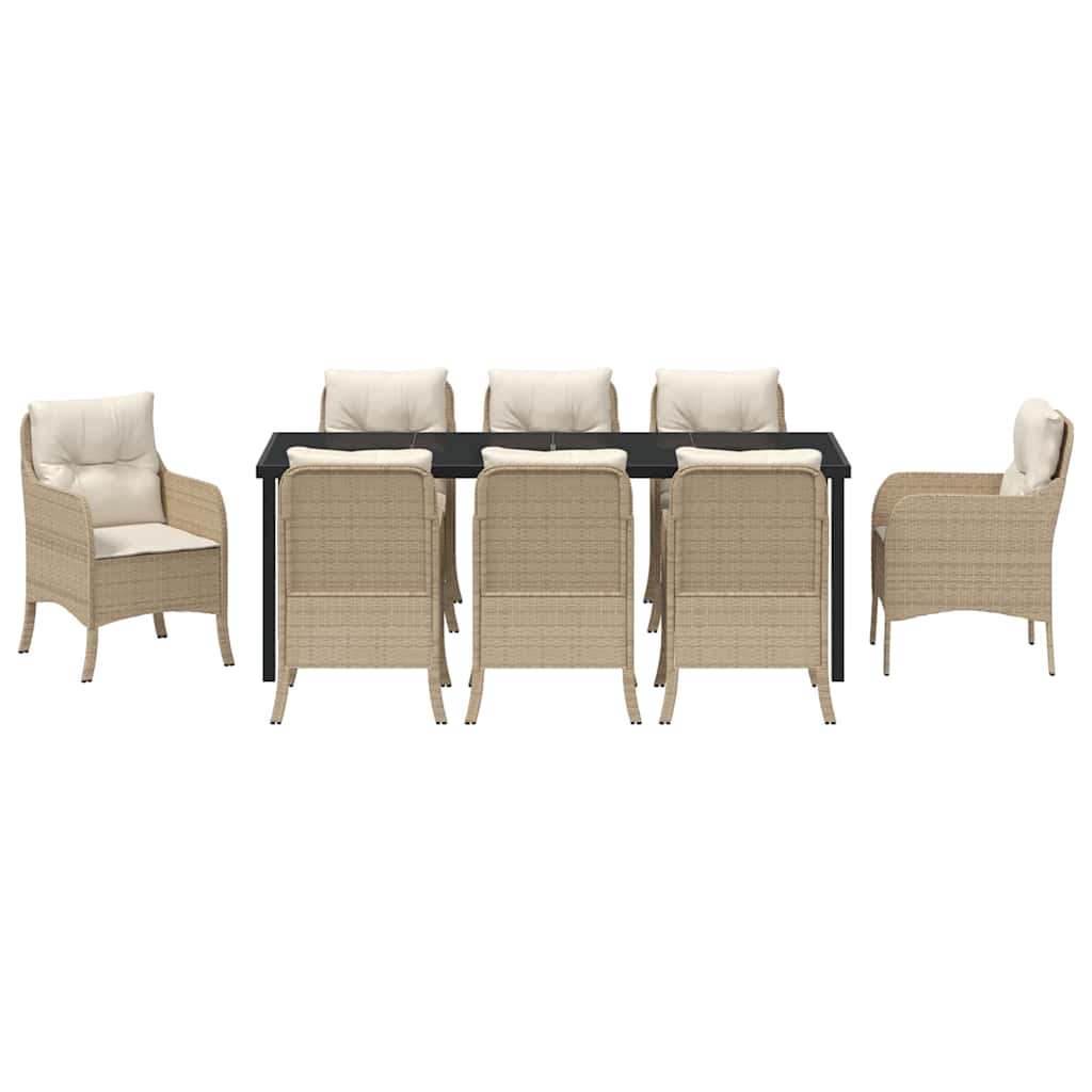 Have Spisebordssæt med pude 9 pcs Beige polyrattan