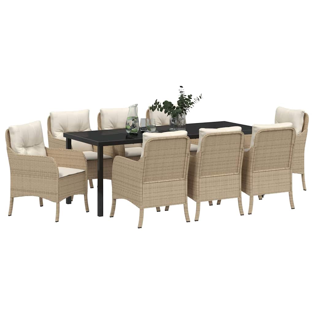 Have Spisebordssæt med pude 9 pcs Beige polyrattan