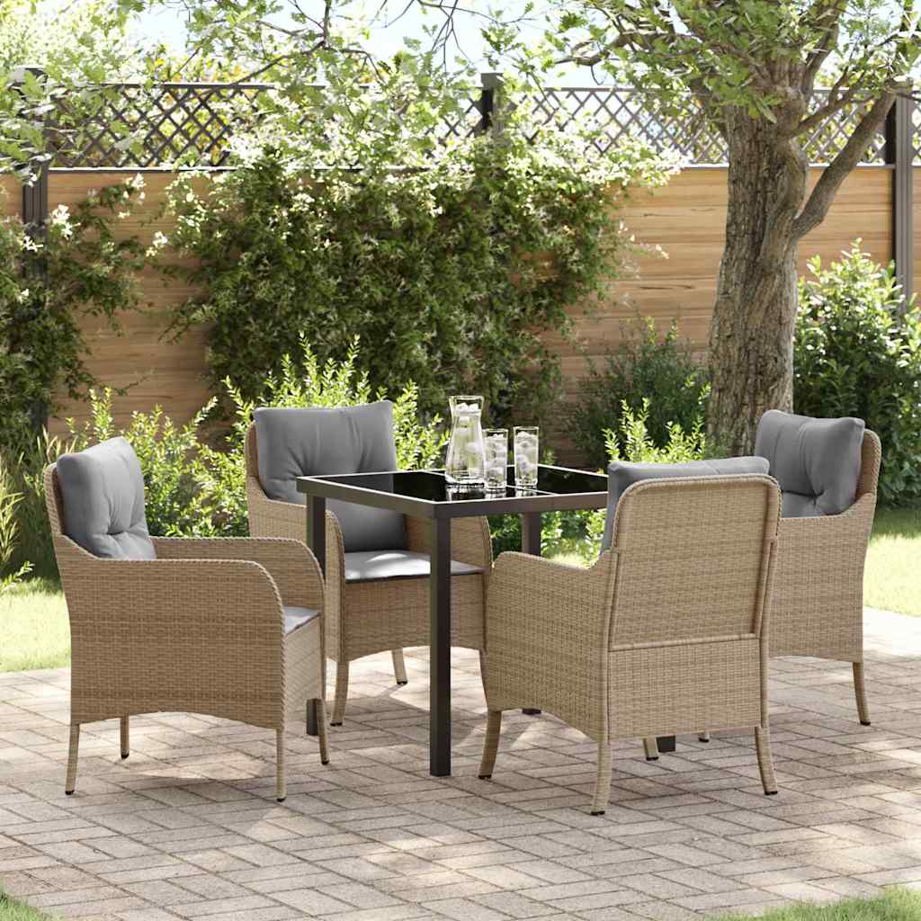 Have Spisebordssæt med pude 5 pcs Beige polyrattan