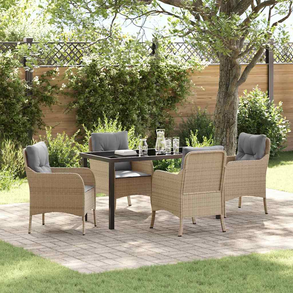 Have Spisebordssæt med pude 5 pcs Beige polyrattan