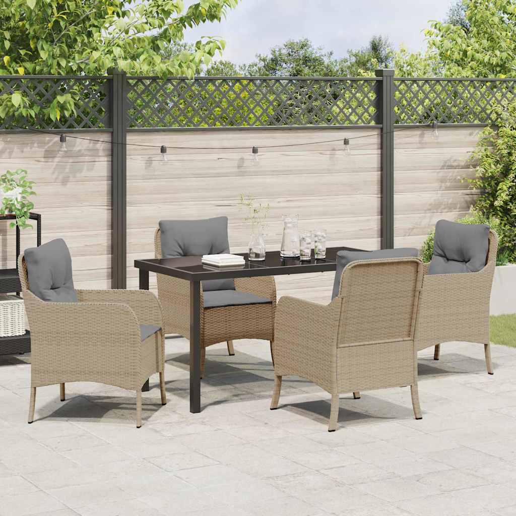 Have Spisebordssæt med pude 5 pcs Beige polyrattan
