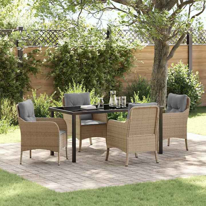 Have Spisebordssæt med pude 5 pcs Beige polyrattan