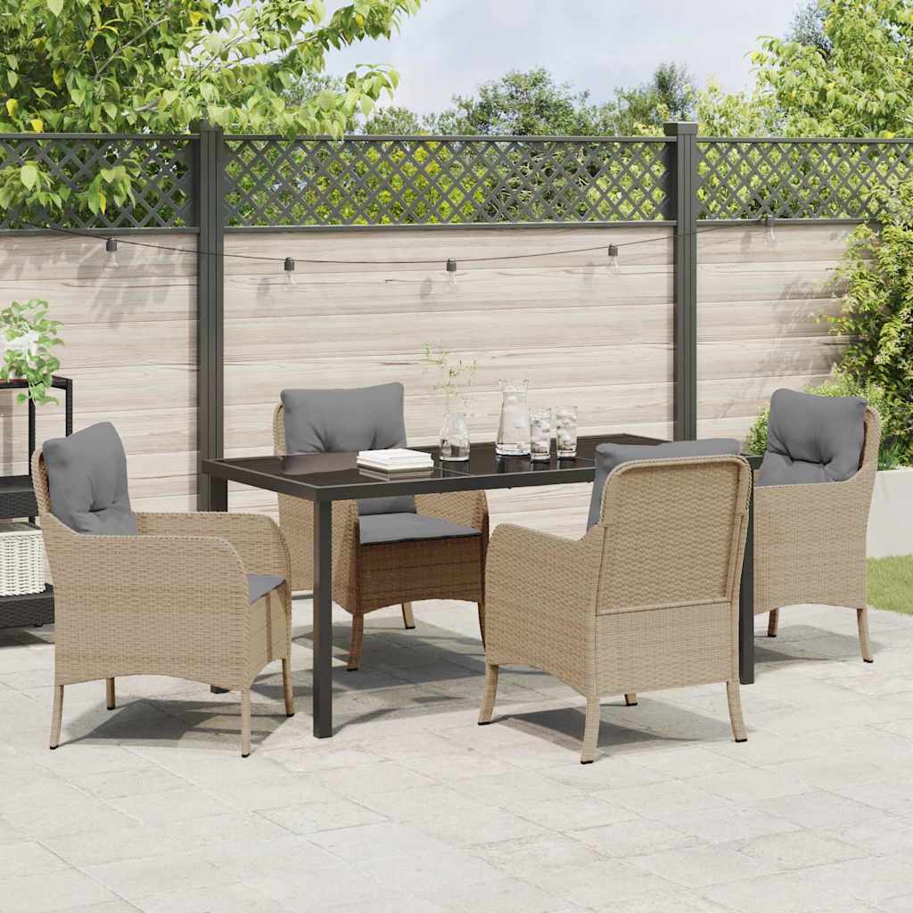 Have Spisebordssæt med pude 5 pcs Beige polyrattan