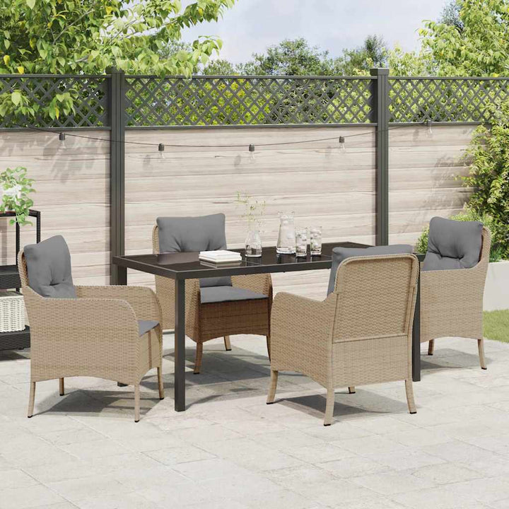 Have Spisebordssæt med pude 5 pcs Beige polyrattan