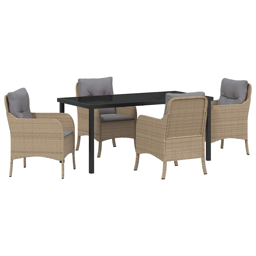 Have Spisebordssæt med pude 5 pcs Beige polyrattan
