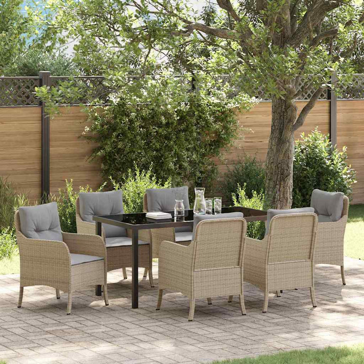 Have Spisebordssæt med pude 7 pcs Beige polyrattan
