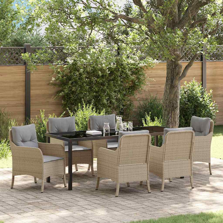 Have Spisebordssæt med pude 7 pcs Beige polyrattan