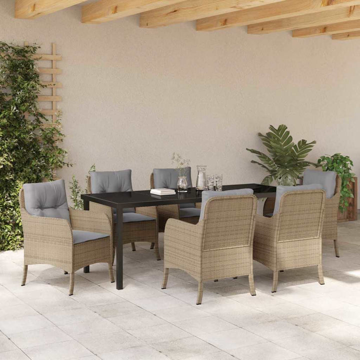 Have Spisebordssæt med pude 7 pcs Beige polyrattan