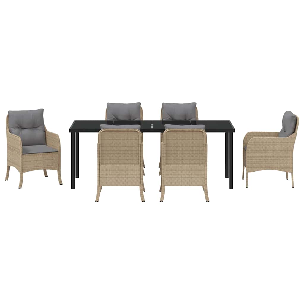 Have Spisebordssæt med pude 7 pcs Beige polyrattan