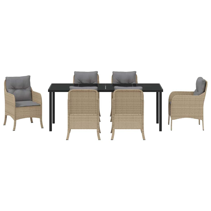 Have Spisebordssæt med pude 7 pcs Beige polyrattan