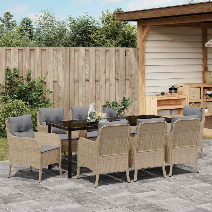 Have Spisebordssæt med pude 9 pcs Beige polyrattan