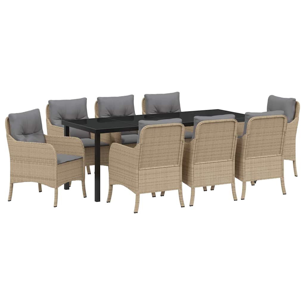 Have Spisebordssæt med pude 9 pcs Beige polyrattan