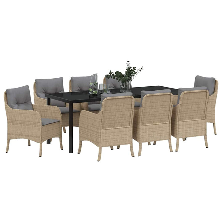Have Spisebordssæt med pude 9 pcs Beige polyrattan