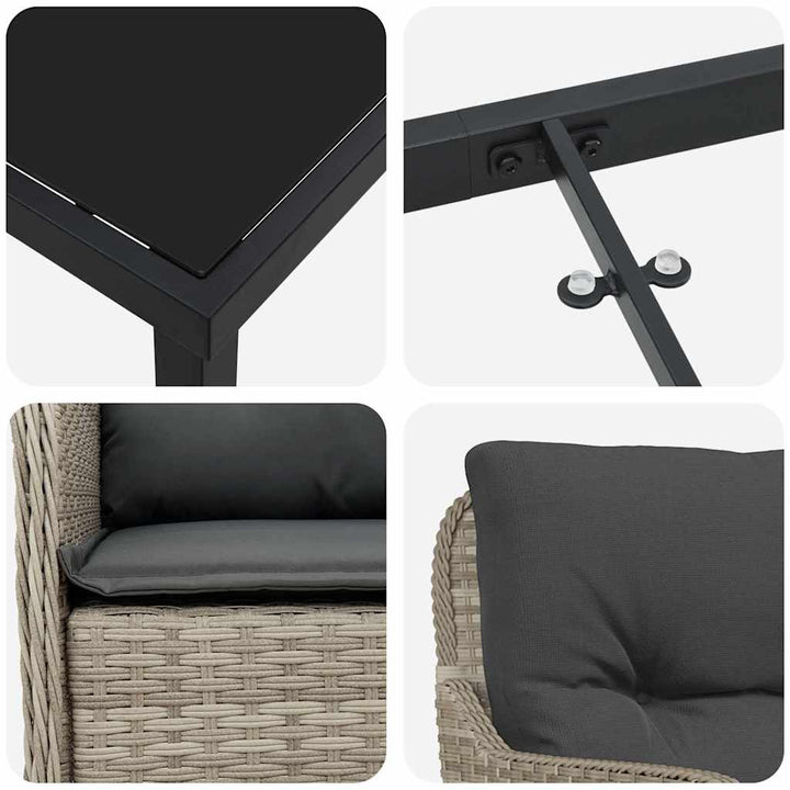 Have Spisebordssæt med pude 5 pcs Lysegrå polyrattan