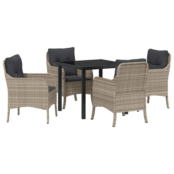 Have Spisebordssæt med pude 5 pcs Lysegrå polyrattan