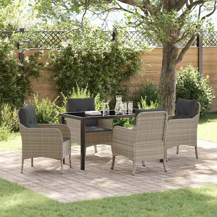 Have Spisebordssæt med pude 5 pcs Lysegrå polyrattan